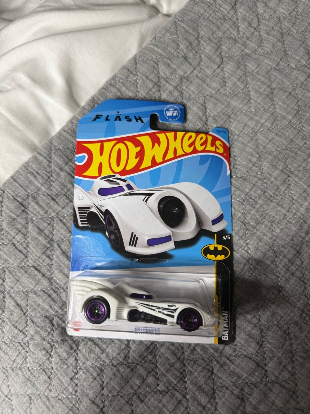 Mattel Hot Wheels White Batman Flash Themed Collector Car with Purple Accents